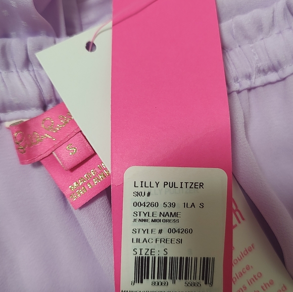Lilly Pulitzer Jennie Midi Lilac Freesia Dress Purple Dot Dot Off the Shoulder S - Picture 16 of 16